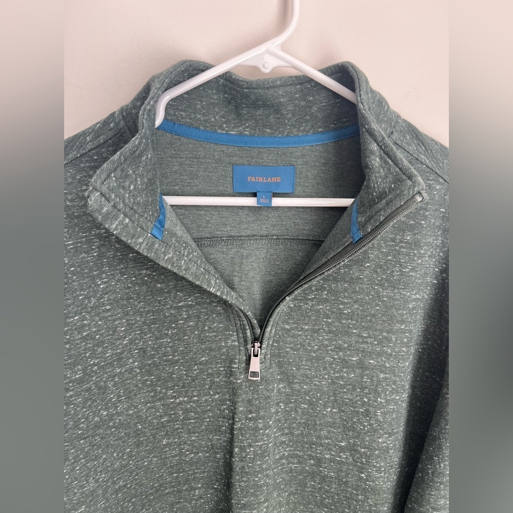 Fairlane Mens Quarter Dark Green Zip Pullover L - Picture 2 of 5